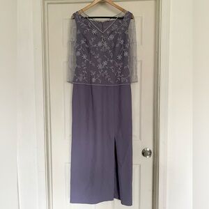 David’s Bridal Bridesmaid Dress Women’s Sz 8/Medium Purple Floral Beaded Mesh